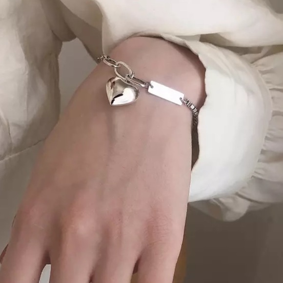 NEW 925 STERLING SILVER HEART BRACELET, NICE BRACELET, CUTE BRACELET - Picture 2 of 7